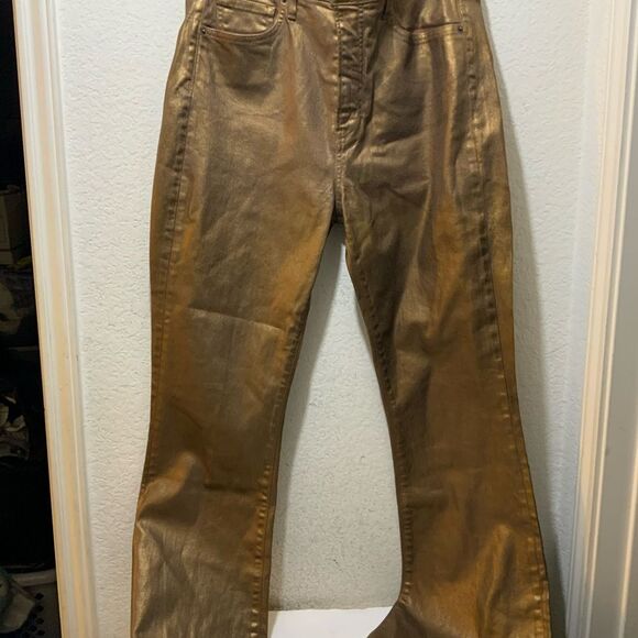 Veronica Beard Beverly metallic High-Rise Wide Leg Jeans - Picture 2 of 6